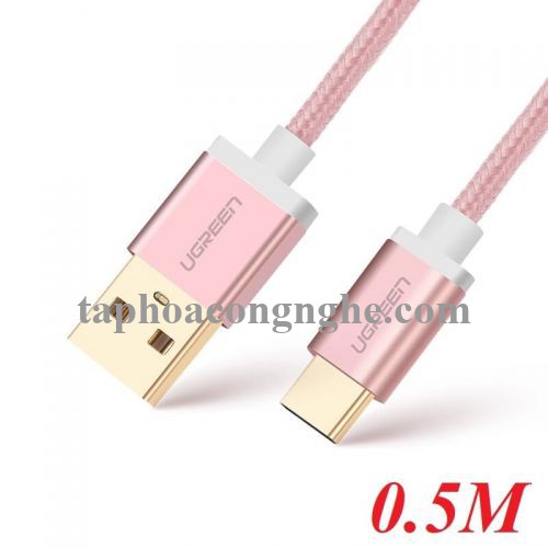 Ugreen 40988 0.5M 3A màu Đen Cáp USB TypeC sang USB 2.0 Hỗ trợ sạc nhanh US174 30040988